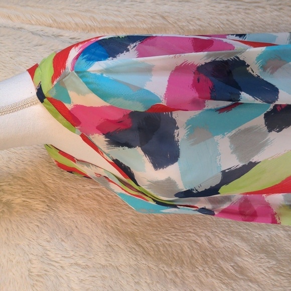 LIZ CLAIBORNE CAREER Classic Watercolor Sheer Blouse LP - Picture 6 of 16